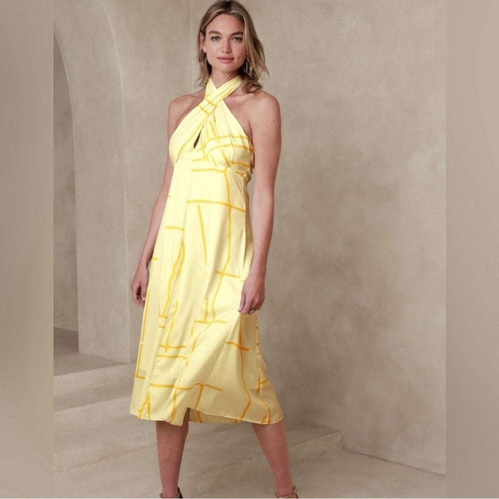Yellow Midi Banana Republic Cocktail Dress